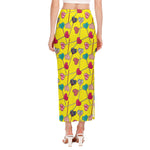 Retro Lollipop Print Side Slit Maxi Skirt