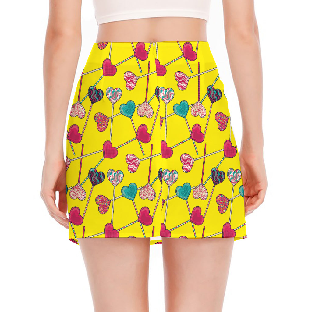 Retro Lollipop Print Side Slit Mini Skirt