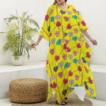 Retro Lollipop Print Silk V-Neck Kaftan Dress