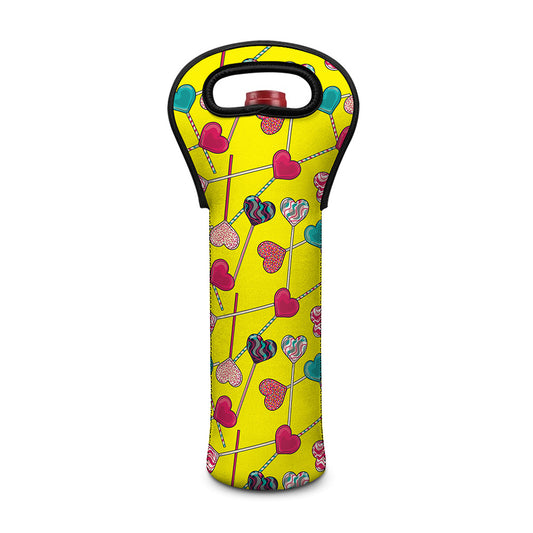 Retro Lollipop Print Single Neoprene Wine Tote