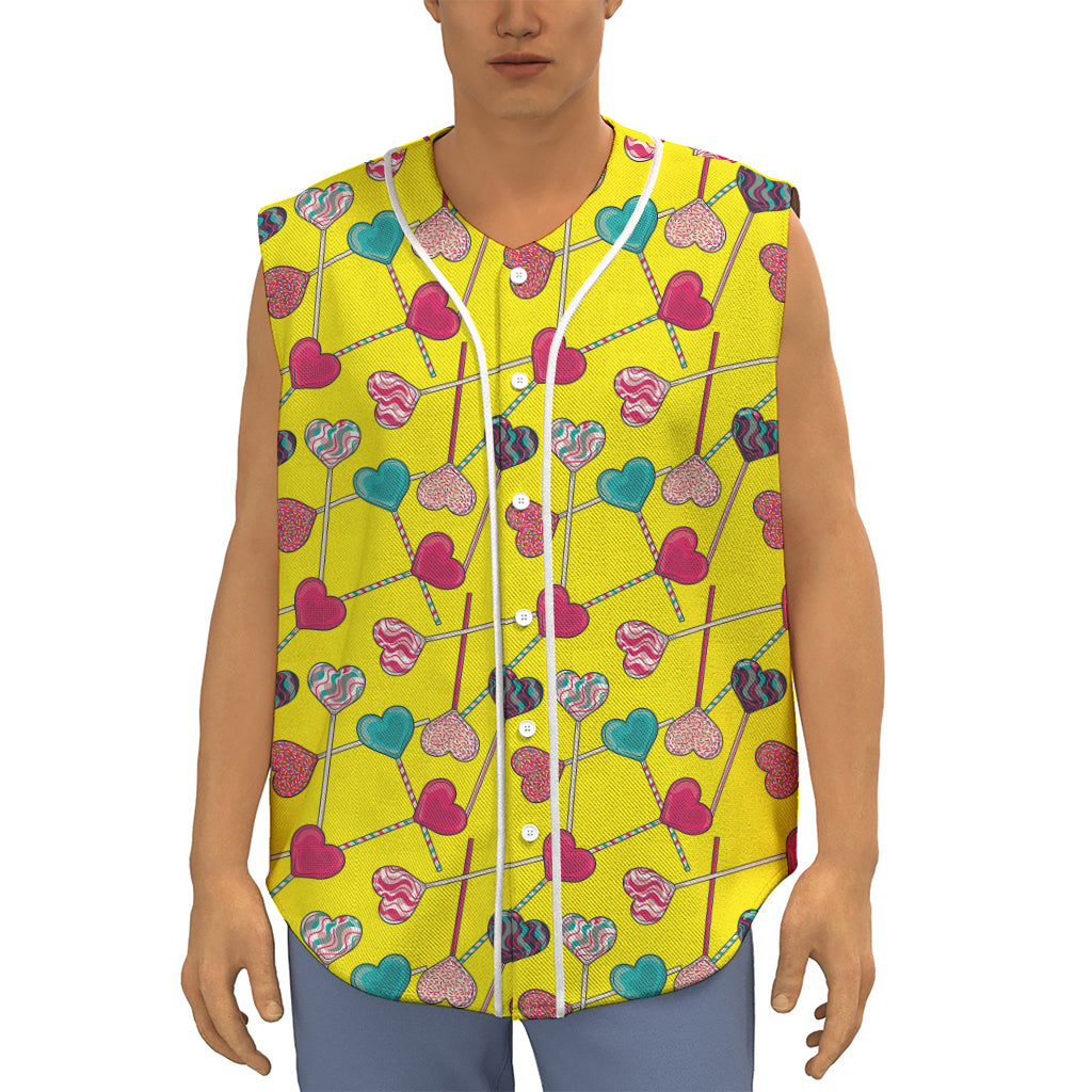 Retro Lollipop Print Sleeveless Baseball Jersey