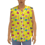 Retro Lollipop Print Sleeveless Baseball Jersey