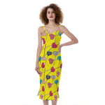 Retro Lollipop Print Slim Fit Midi Cami Dress