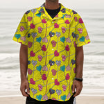Retro Lollipop Print Textured Short Sleeve Shirt