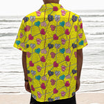 Retro Lollipop Print Textured Short Sleeve Shirt