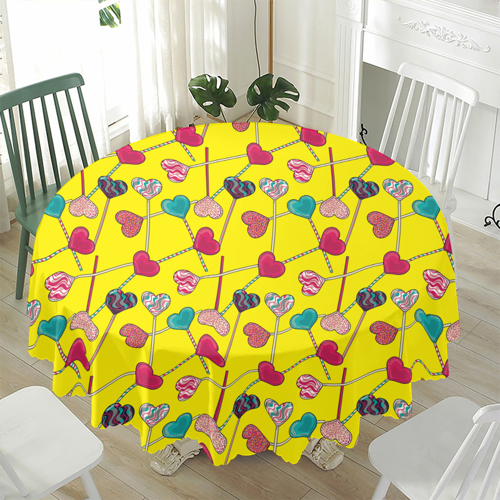 Retro Lollipop Print Waterproof Round Tablecloth