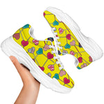 Retro Lollipop Print White Chunky Shoes