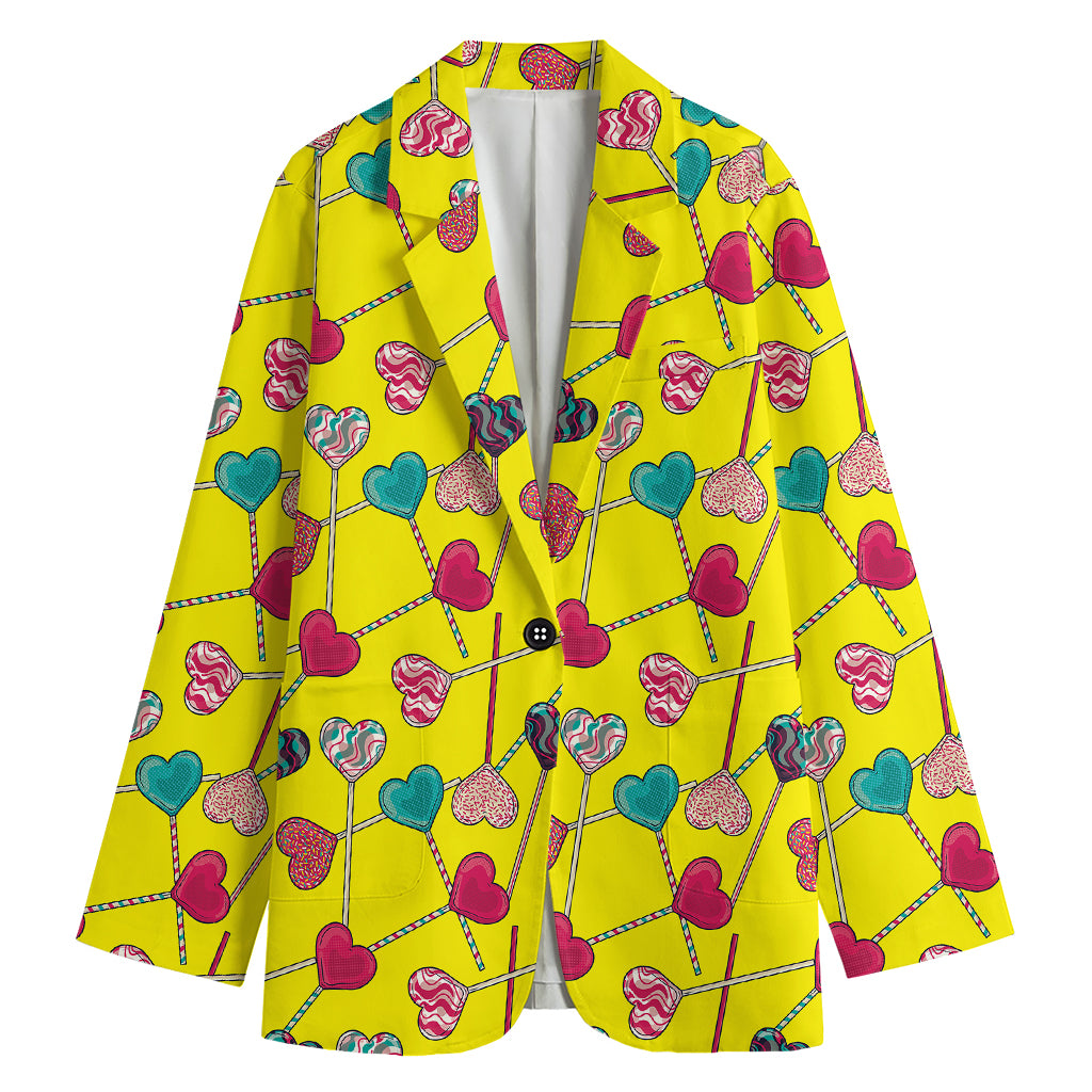 Retro Lollipop Print Women's Cotton Blazer
