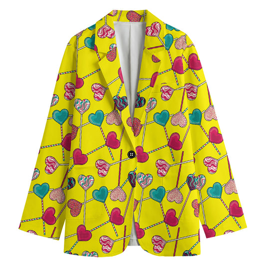 Retro Lollipop Print Women's Cotton Blazer