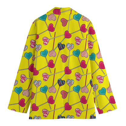Retro Lollipop Print Women's Cotton Blazer