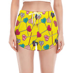 Retro Lollipop Print Women's Split Running Shorts