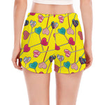 Retro Lollipop Print Women's Split Running Shorts