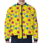 Retro Lollipop Print Zip Sleeve Bomber Jacket