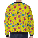 Retro Lollipop Print Zip Sleeve Bomber Jacket