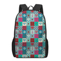 Retro Nautical Patchwork Pattern Print 17 Inch Backpack