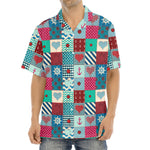Retro Nautical Patchwork Pattern Print Aloha Shirt