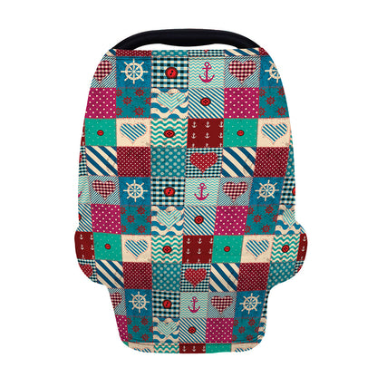 Retro Nautical Patchwork Pattern Print Baby Seat Cover