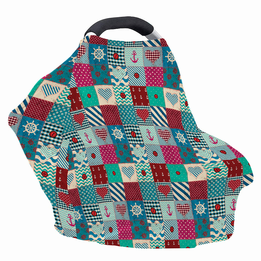 Retro Nautical Patchwork Pattern Print Baby Seat Cover