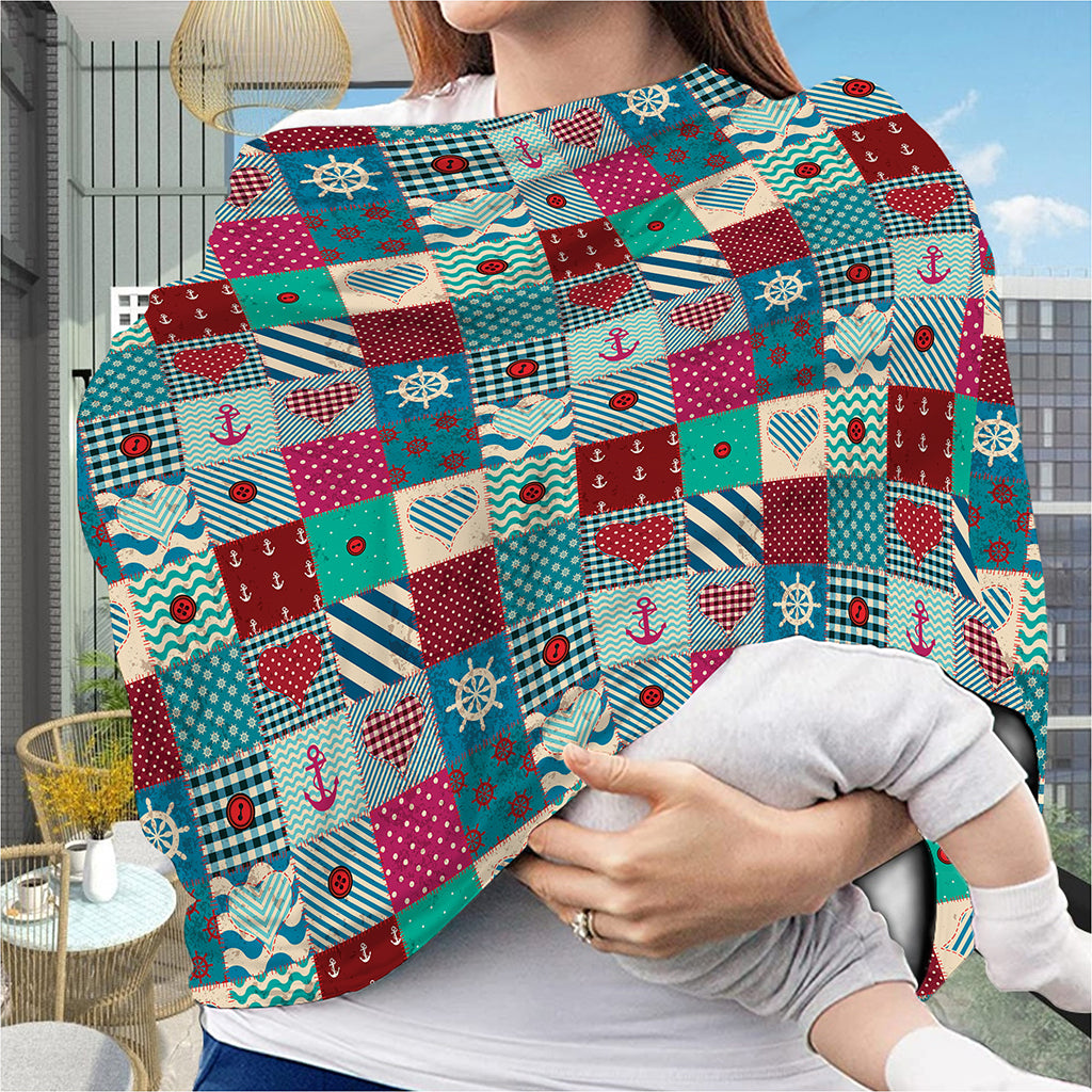 Retro Nautical Patchwork Pattern Print Baby Seat Cover