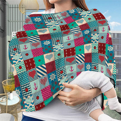 Retro Nautical Patchwork Pattern Print Baby Seat Cover