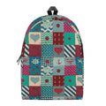 Retro Nautical Patchwork Pattern Print School Backpack
