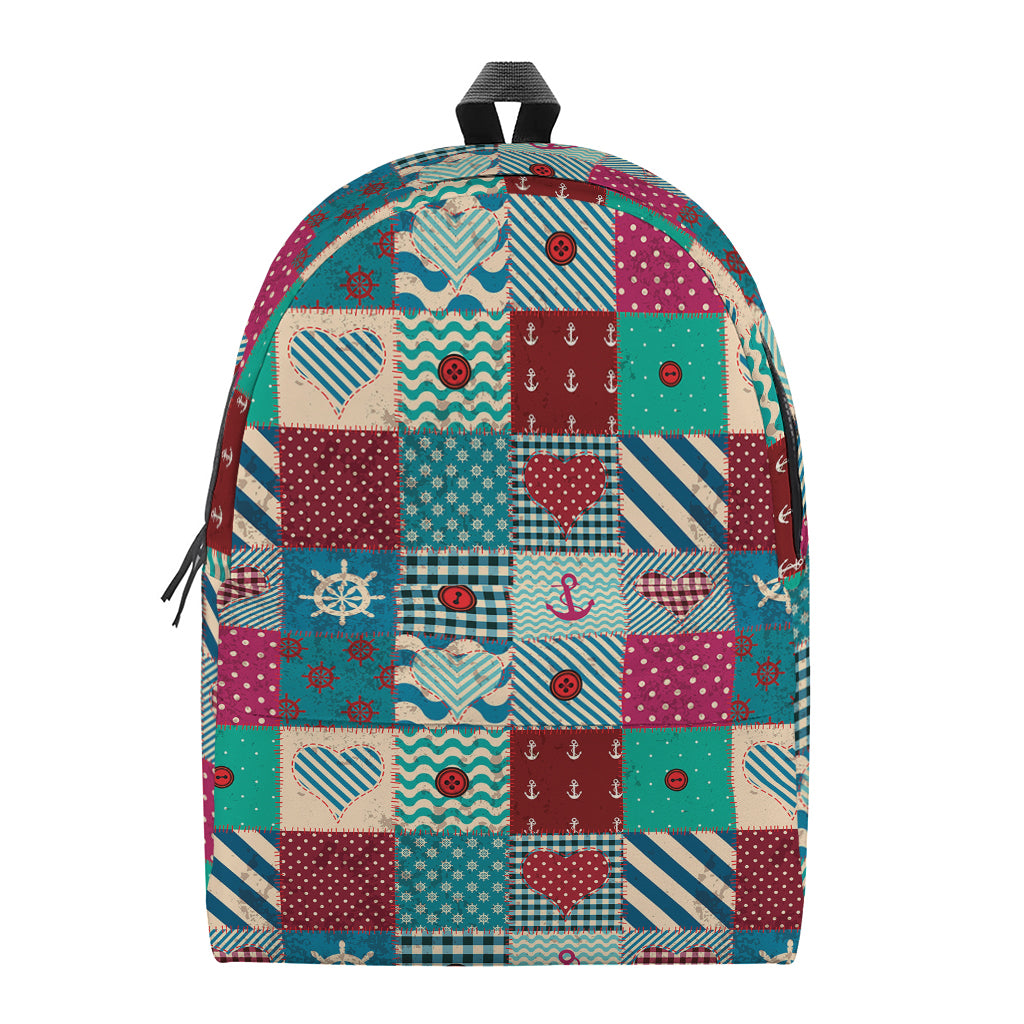 Retro Nautical Patchwork Pattern Print Backpack