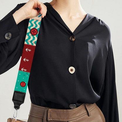 Retro Nautical Patchwork Pattern Print Bag Strap