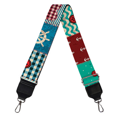 Retro Nautical Patchwork Pattern Print Bag Strap