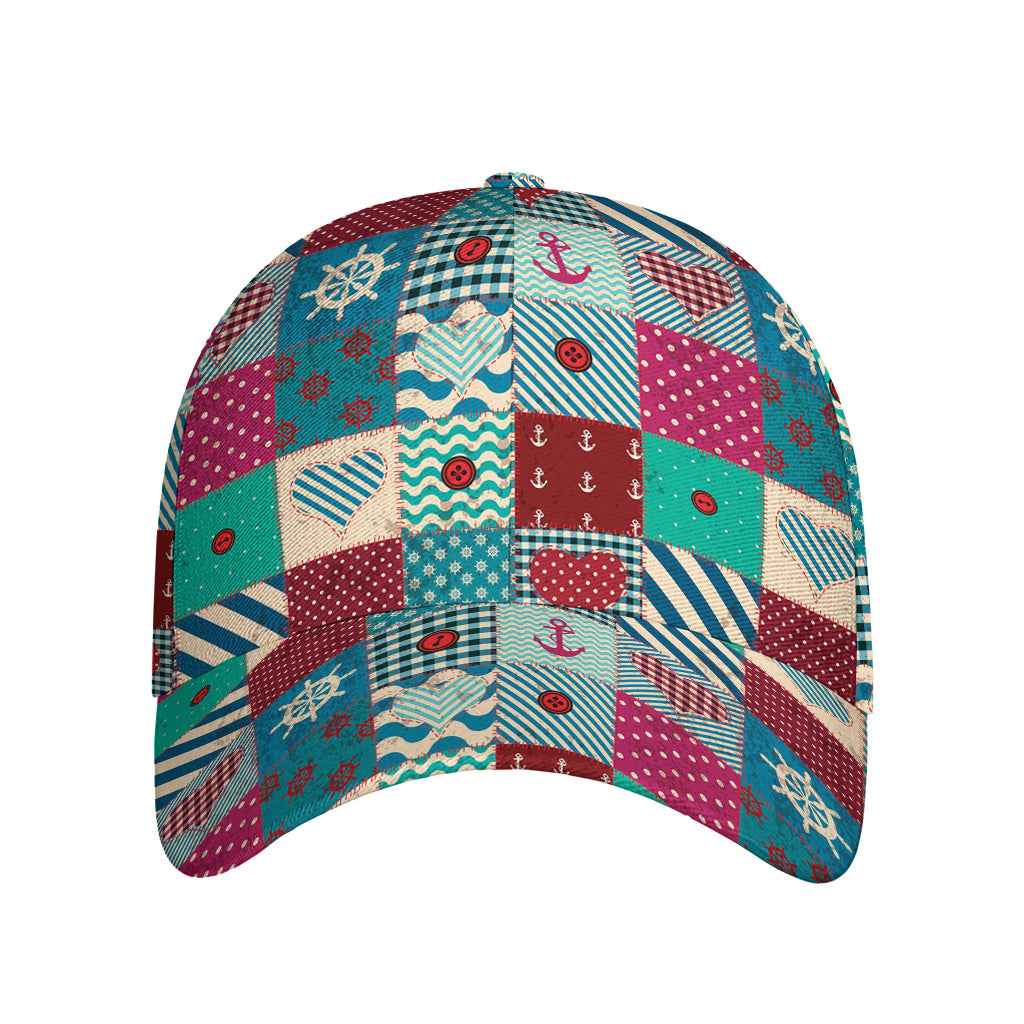 Retro Nautical Patchwork Pattern Print Baseball Cap
