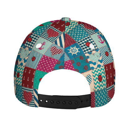 Retro Nautical Patchwork Pattern Print Baseball Cap