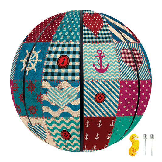 Retro Nautical Patchwork Pattern Print Basketball