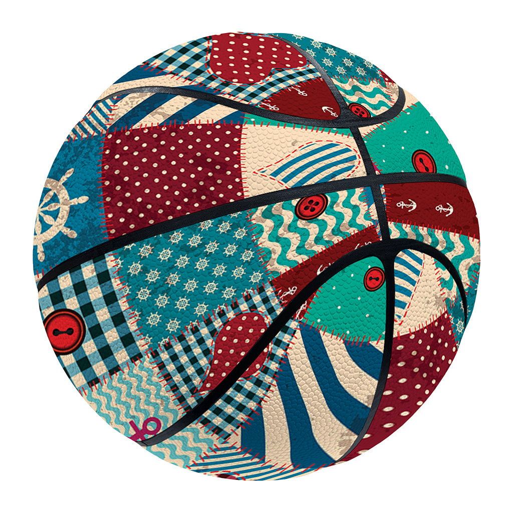 Retro Nautical Patchwork Pattern Print Basketball