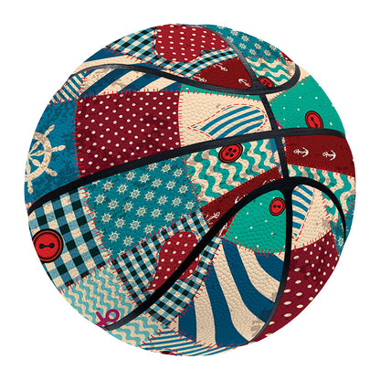 Retro Nautical Patchwork Pattern Print Basketball