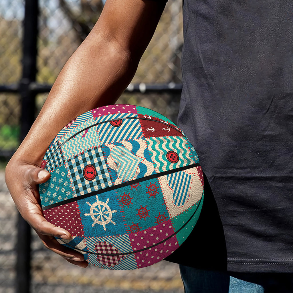 Retro Nautical Patchwork Pattern Print Basketball