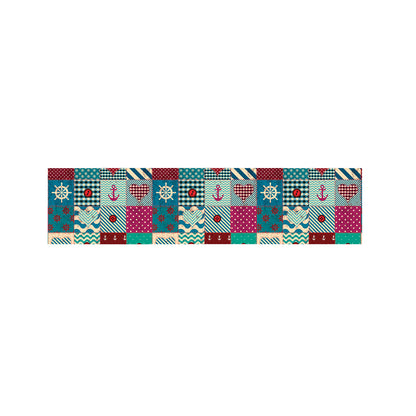 Retro Nautical Patchwork Pattern Print Bed Runner