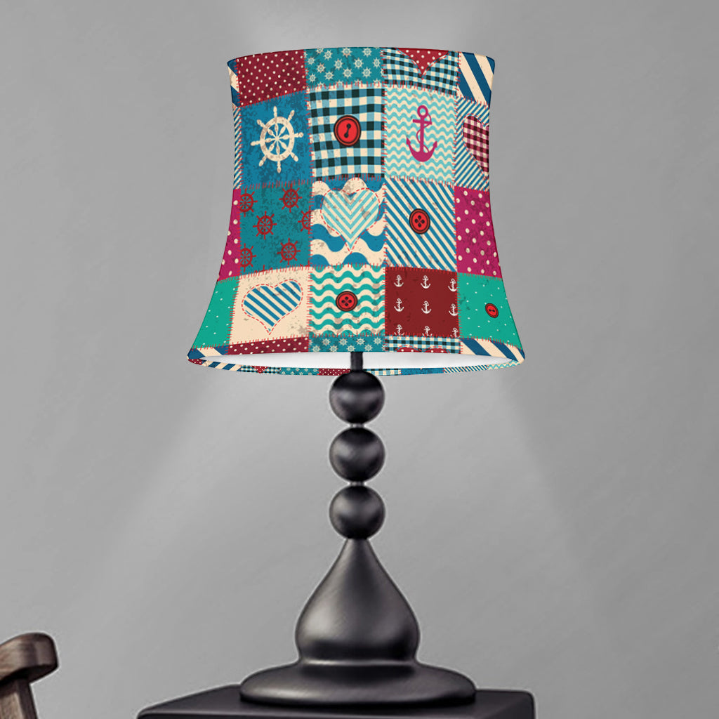 Retro Nautical Patchwork Pattern Print Bell Lamp Shade