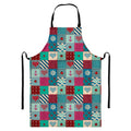 Retro Nautical Patchwork Pattern Print Bib Apron With Pocket