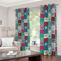 Retro Nautical Patchwork Pattern Print Dimout Grommet Curtains