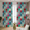 Retro Nautical Patchwork Pattern Print Blackout Pencil Pleat Curtains