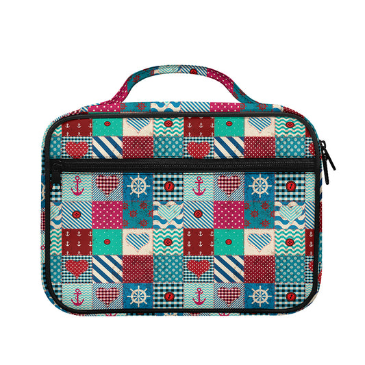 Retro Nautical Patchwork Pattern Print Briefcase Bible Bag