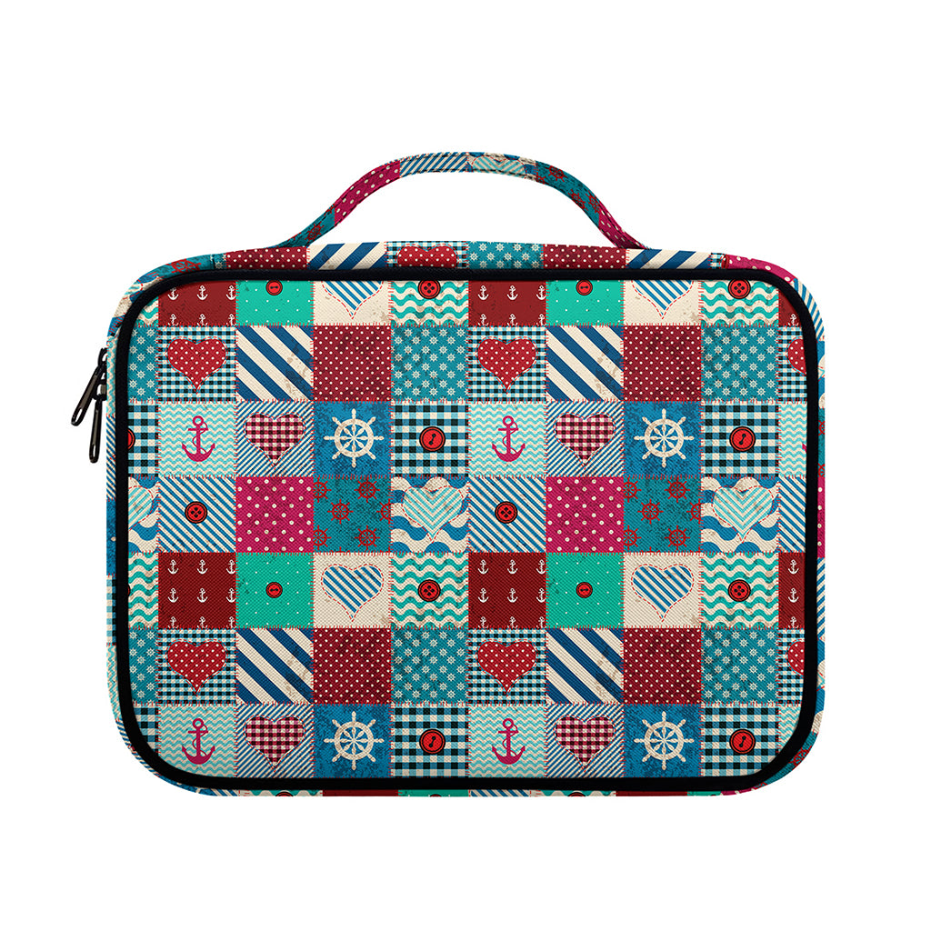 Retro Nautical Patchwork Pattern Print Briefcase Bible Bag