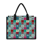 Retro Nautical Patchwork Pattern Print Canvas Tote Bag