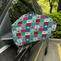 Retro Nautical Patchwork Pattern Print Car Side Mirror Covers
