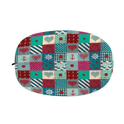 Retro Nautical Patchwork Pattern Print Car Side Mirror Covers