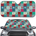 Retro Nautical Patchwork Pattern Print Car Windshield Sun Shade