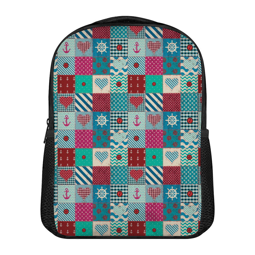 Retro Nautical Patchwork Pattern Print Casual Backpack