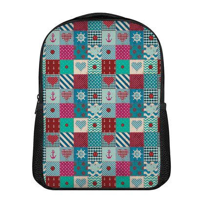 Retro Nautical Patchwork Pattern Print Casual Backpack