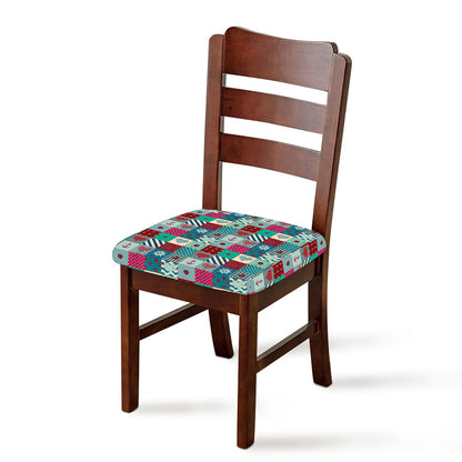Retro Nautical Patchwork Pattern Print Chair Cushion Cover