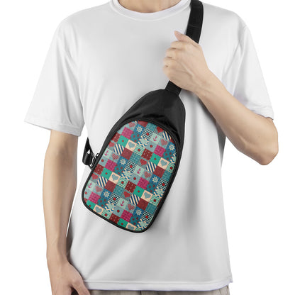Retro Nautical Patchwork Pattern Print Chest Bag