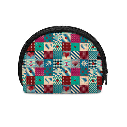 Retro Nautical Patchwork Pattern Print Coin Purse